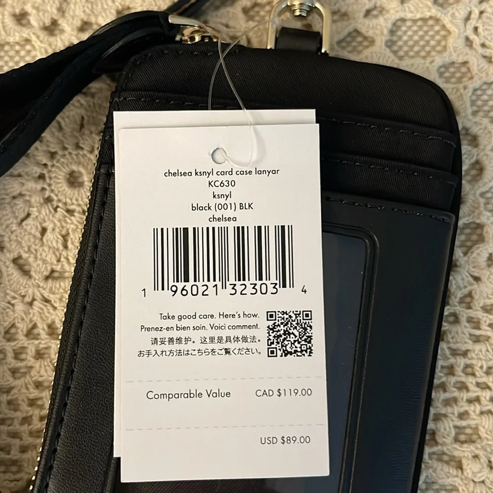 NWT-Kate Spade Chelsea Black Card Case Lanyard ID Multi Zip Card Case - Picture 3 of 9